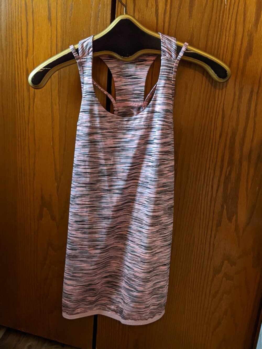 Tek Gear Pink, Black, and Gray Strappy elastic bottom Active Top Size Medium
